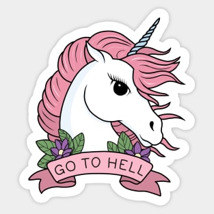 Go to Hell - Unicorn Sticker